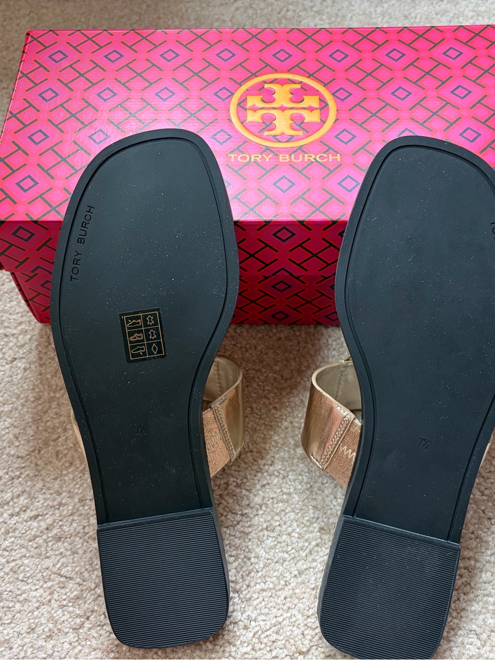 Tory Burch Metallic Gold Georgia Sandals, Sz 7.5 (New) - Picture 3 of 3